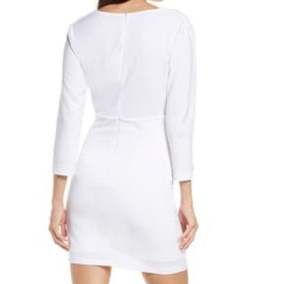 NWT Fraiche by J white mini dress deep V neck quarter long sleeve - Picture 4 of 5